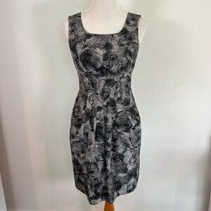Banana Republic Black White Sheath Sleeveless Dress 4 silk wool POCKETS